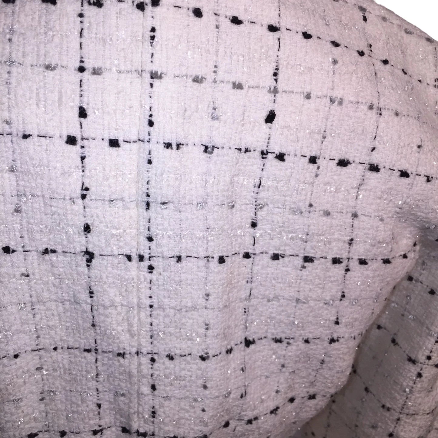 Heroine White Jacket with black and gray light dot / line pattern hidden front closures - Business wear Heroine A+ Stuff