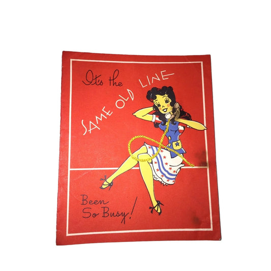 "It's the SAME OLD LINE, Been So Busy!" Cute Retro Greeting Card - Mid-Century A+ Stuff A+ Stuff Greeting & Note Cards