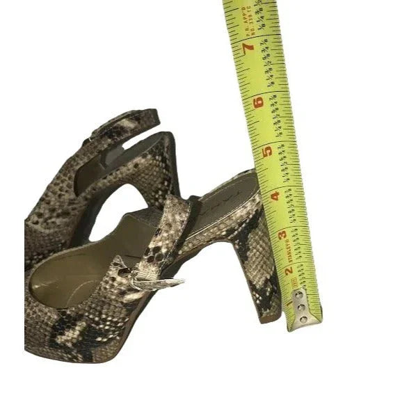 Thari Snakeskin Texture heels - round toe with open heel and over heel buckle strap - 4" Heel believe they are womens size 8-8.5 thari A+ Stuff Shoes