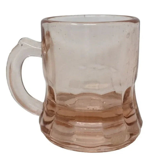 Pink Rose Glass handled Mug Shotglass - Vintage Colored Glass Barware A+ Stuff A+ Stuff