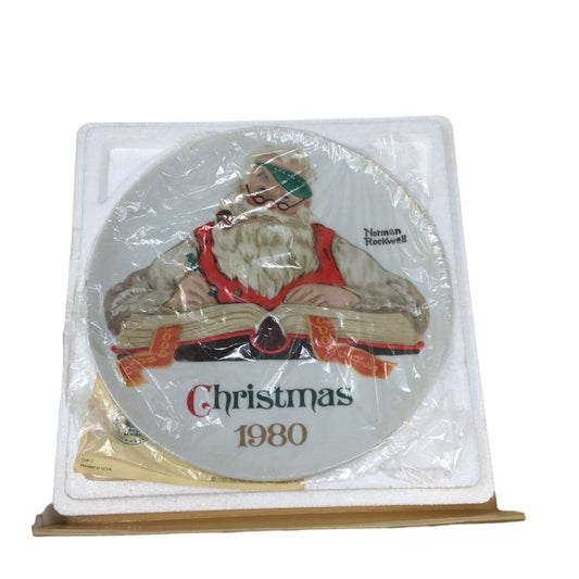"Checking His List" Norman Rockwell Christmas 1980 Collectible Plate in Box with tags