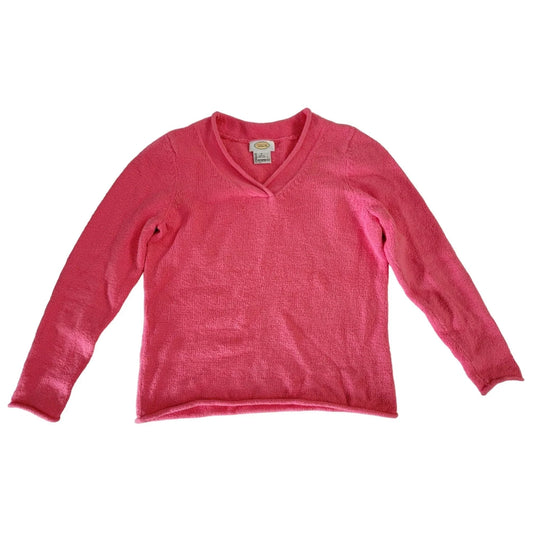 Talbots Dark Pink V Neck Long Sleeve Shirt - Sweatshirt like Material Talbots A+ Stuff