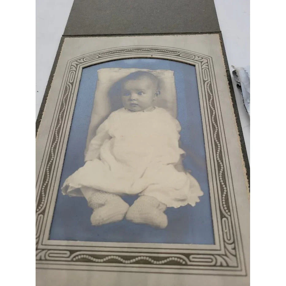 Antique Baby photo in cardboard frame / holder - Sweet big eyed infant sepia original antique photo A+ Stuff A+ Stuff Photography