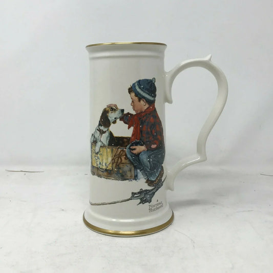 Norman Rockwell, Gorham Limited, "A Boy Meets His Dog" Stein. #2180 of 9,800. Norman Rockwell A+ Stuff Mugs