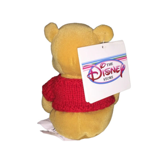 Pooh in Red Sweater - Disney Store Beanie - WInnie the Pooh in Red Knit Sweater with White Heart Walt Disney A+ Stuff Stuffed Animals