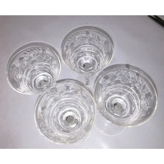 Vintage CRYSTAL Goblets Icicle stems Floral pattern Water Cocktail A+ Stuff