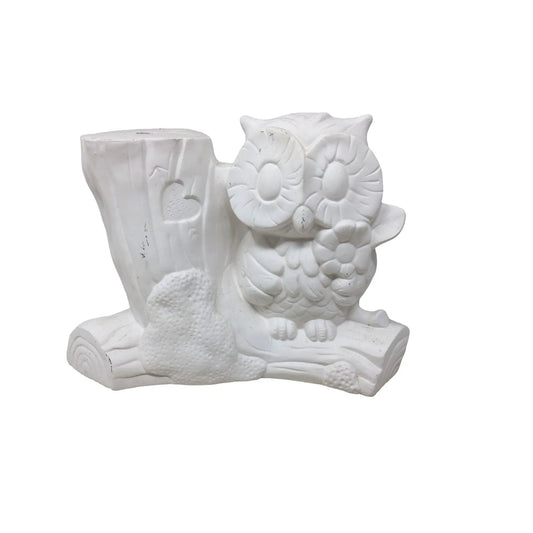 "Connie Loves Tom" Heart on Log with Owl Ceramic Gift or Decor - Cute Fun Ready to Paint or keep as is A+ Stuff A+ Stuff
