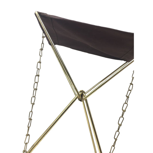 Vintage Camping Stool Portable Brown Canvas & Metal Chair Folds up for easy Transport - Little to No Use - Great Find!