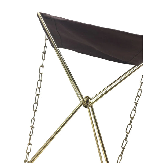 Vintage Camping Stool Portable Brown Canvas & Metal Chair Folds up for easy Transport - Little to No Use - Great Find! A+ Stuff A+ Stuff