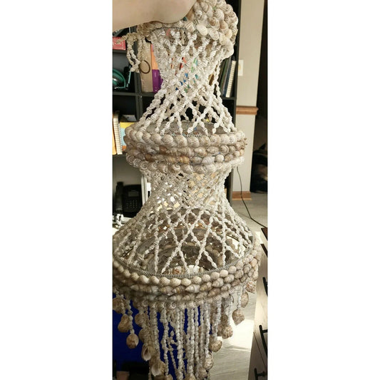 Vintage SEASHELL WIND CHIME Boho Nautical Chandelier Style Needs Repair Unbranded A+ Stuff Wind Chimes