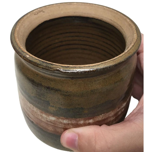 Pretty Stoneware Crock or Jar - Could hold candle, pens, misc, or use as vase - Nice RUstic CountryStyle A+ Stuff A+ Stuff