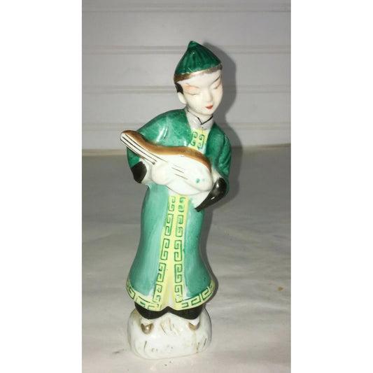 Vintage ASIAN Porcelain Man MUSICIAN Figurine Made in Japan 7" Unbranded A+ Stuff Figurines