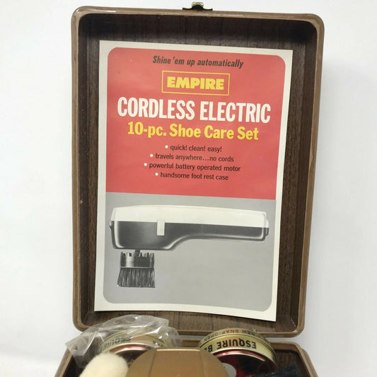 Vintage Empire Cordless Electric Shoe Care Set (Sears) - w polish, pads etc EMPIRE A+ Stuff Shoe Care Kits