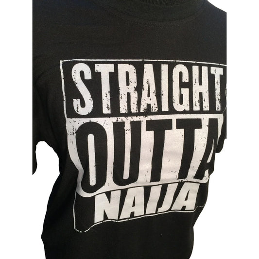 Straight Outta Naija Black and White T Shirt - Size Medium A+ Stuff A+ Stuff
