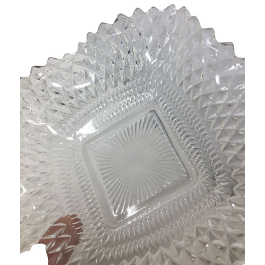 Pretty Diamond Pattern Serving Dish 7" Square with Scalloped Rippling Edges A+ Stuff A+ Stuff