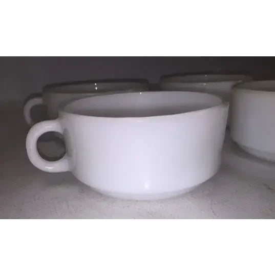 Vintage Milk Glass Soup Mugs or Handled Bowls - Very wide and not too deep A+ Stuff