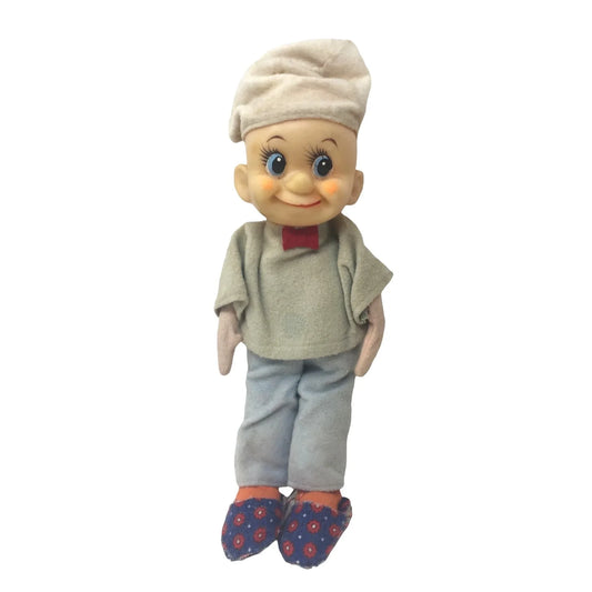 Vintage Mid-Century Baker or Chef? Doll White hat, Paisley Slippers Great retro Face Unknown A+ Stuff Dolls