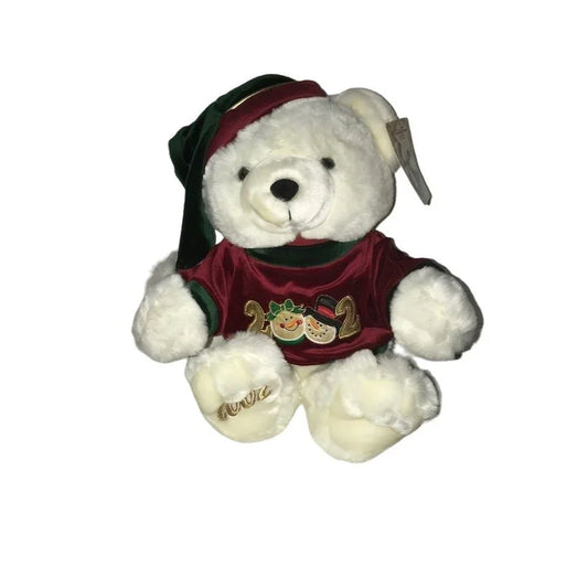 Dandee White Christmas Teddy bear 2002 Edition - Holiday collectible bear - Stuffed animal plush Vintage Teddy Bear DanDee A+ Stuff Stuffed Animals