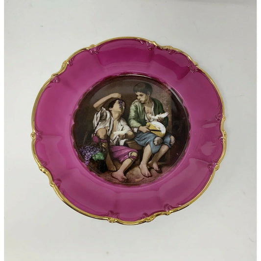 BOYS EATING GRAPES Bavaria Waldershof Germany Handarbeit 22K Gold bavaria Waldershof Germany Handarbeit A+ Stuff Plates
