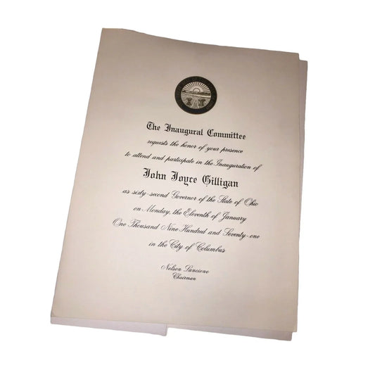 Ohio GOVERNOR John Gilligan OFFICIAL Inaugural Invitation 1970-71 FREE SHIPPING A+ Stuff A+ Stuff Collectibles