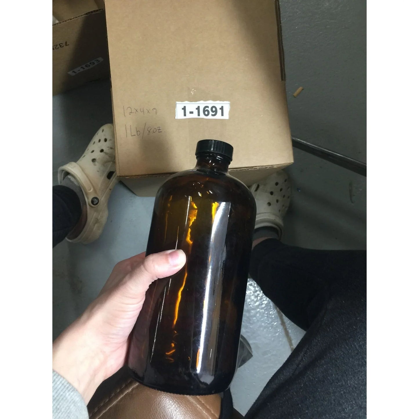 Vintage Brown Glass Jar - 8" Tall 1970 imprinted near bottom edge - Number 5 on bottom A+ Stuff A+ Stuff