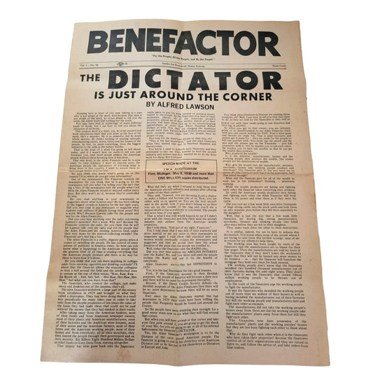 The BENEFACTOR Alfred Lawson Vol 1 No. 20 and Vol 1 No. 9 Religious Publication Alfred Lawson A+ Stuff Newspapers