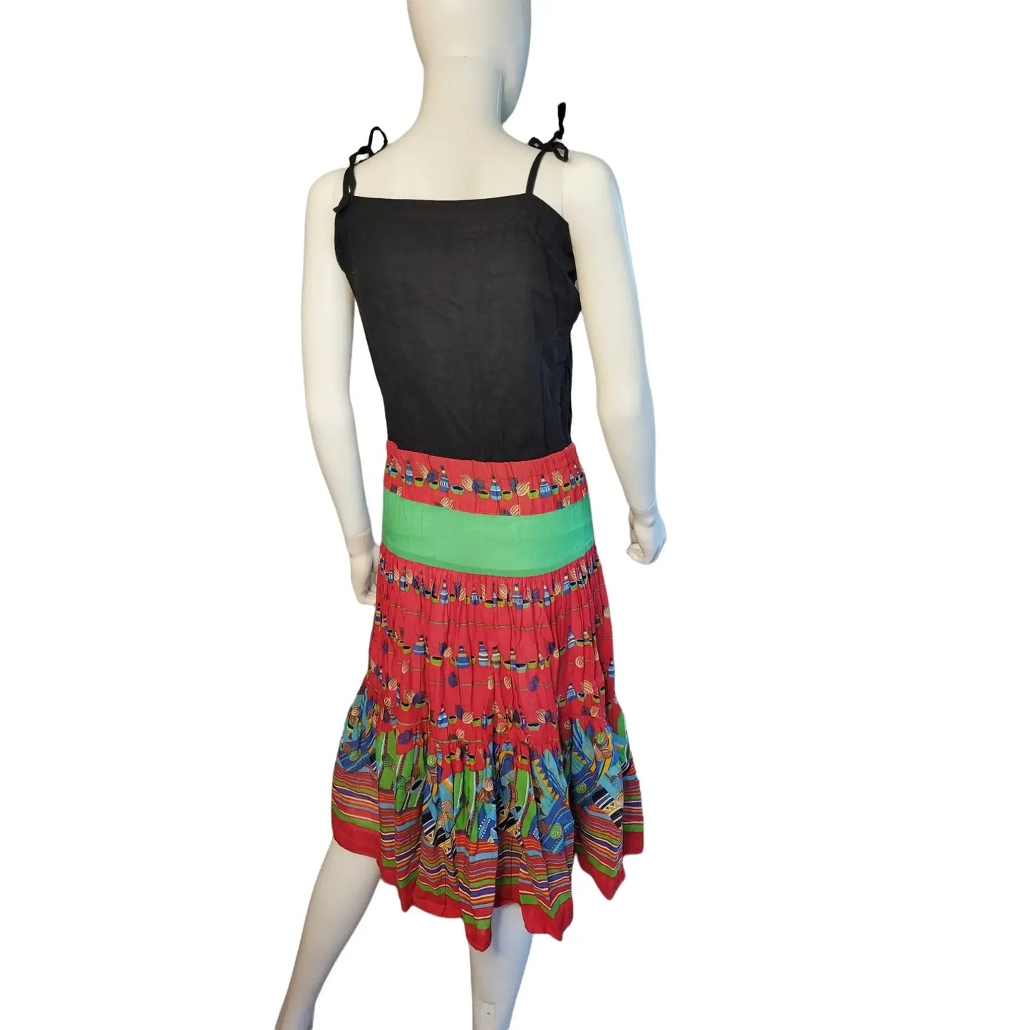 Colorful GYPSY DRESS Green, Red, Black SUMMER Dress Unbranded