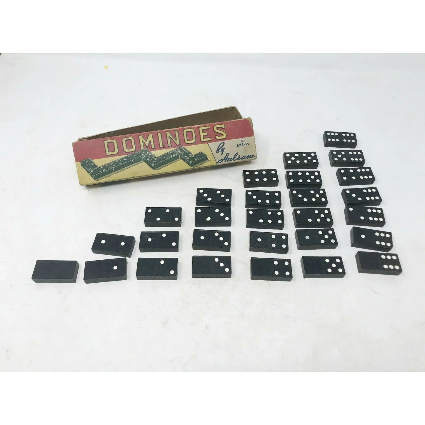 Vintage Double 6 DOMINOES Set by HALSAM - Double Six - Set no 623W Halsam A+ Stuff dominoes