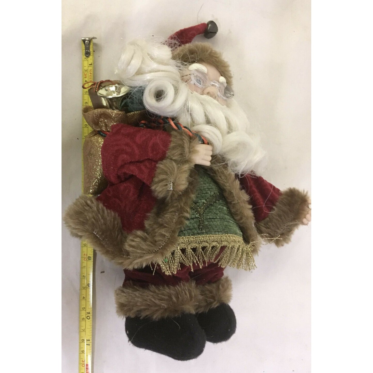 Santa Claus Christmas Figurine Holiday Decor w bag & hair beard -
