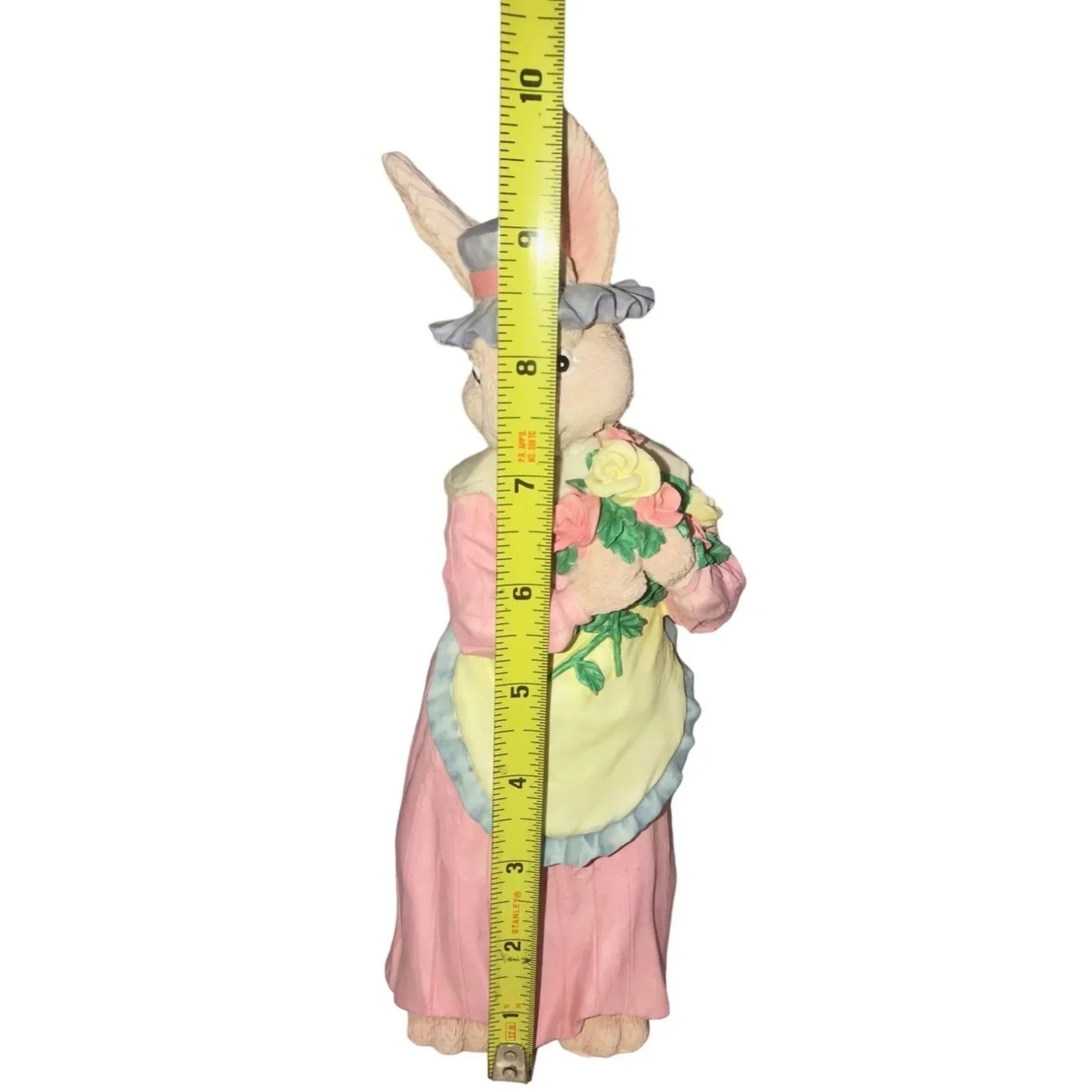 Easter decor - Dressed Up Rabbit Holding Bouquet of pink and yellow roses - Holiday Decor Sorrento Collection A+ Stuff