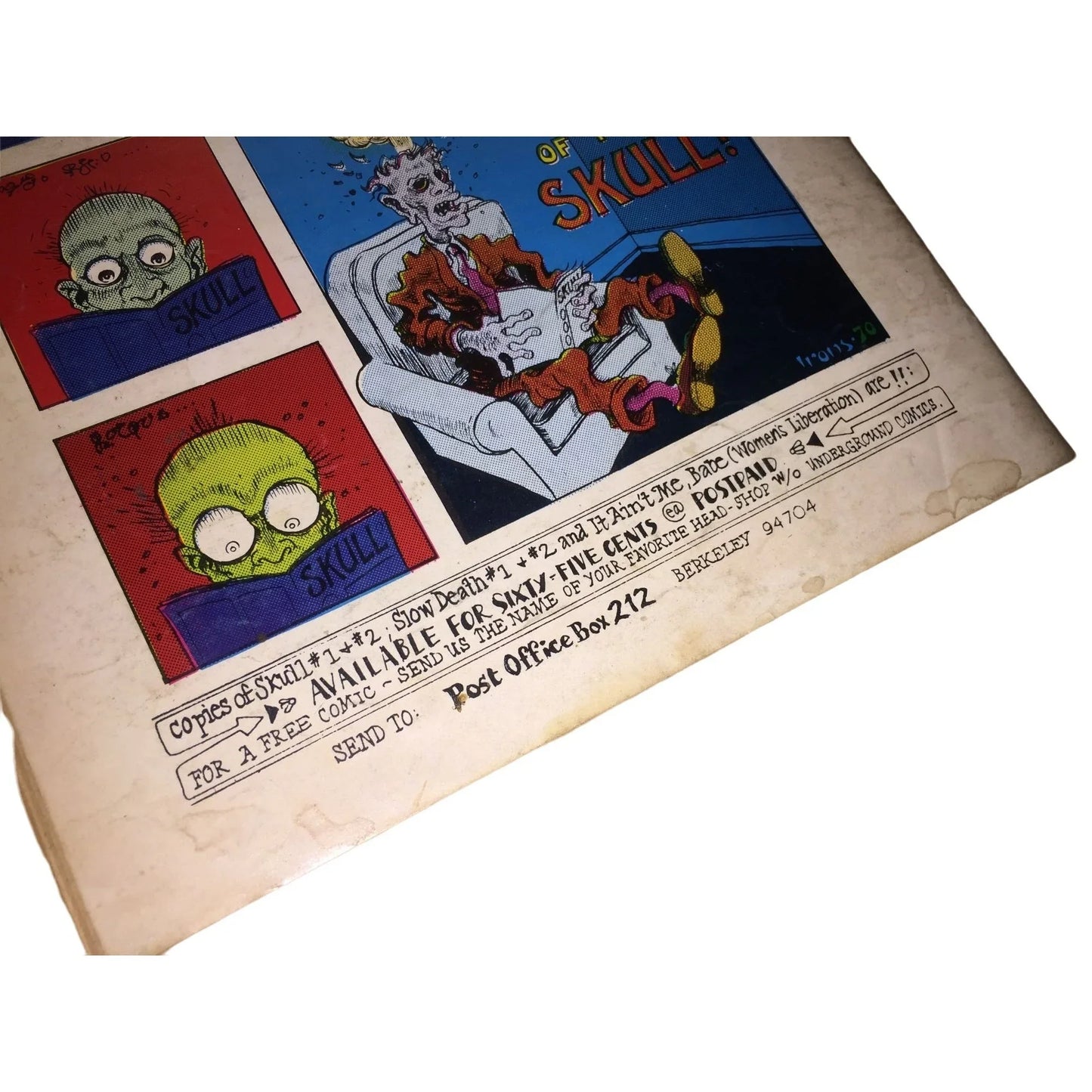 SKULL Comics - Tales Contrived to fip you out of your skull. 100% Horrid! Vol 1 No 2 Gilbert Shelton 1970 San Fransisco Comic Book Co. A+ Stuff Books
