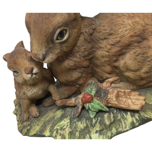 Vintage Rabbit with Baby Bunny Figurine - Masterpiece Porcelain Collection Nature Animal Collectible Decor Homeco Masterpiece Porcelain A+ Stuff