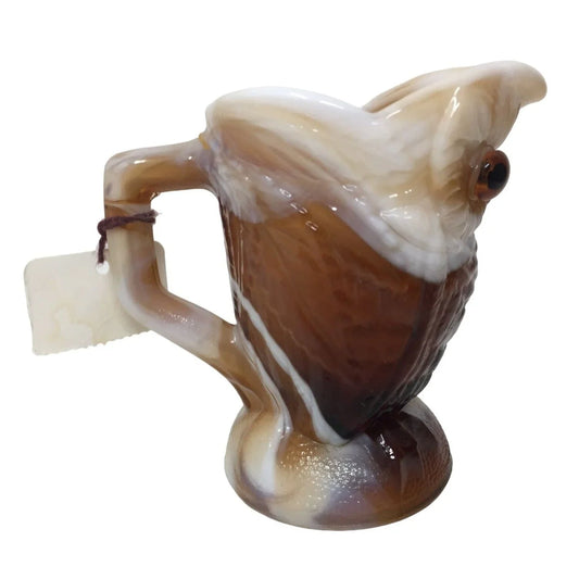 Imperial Glass Sculpted Owl Handled Shot Glass - Beautiful Swirl of Colors - GREAT FIND! Imperial Glass A+ Stuff