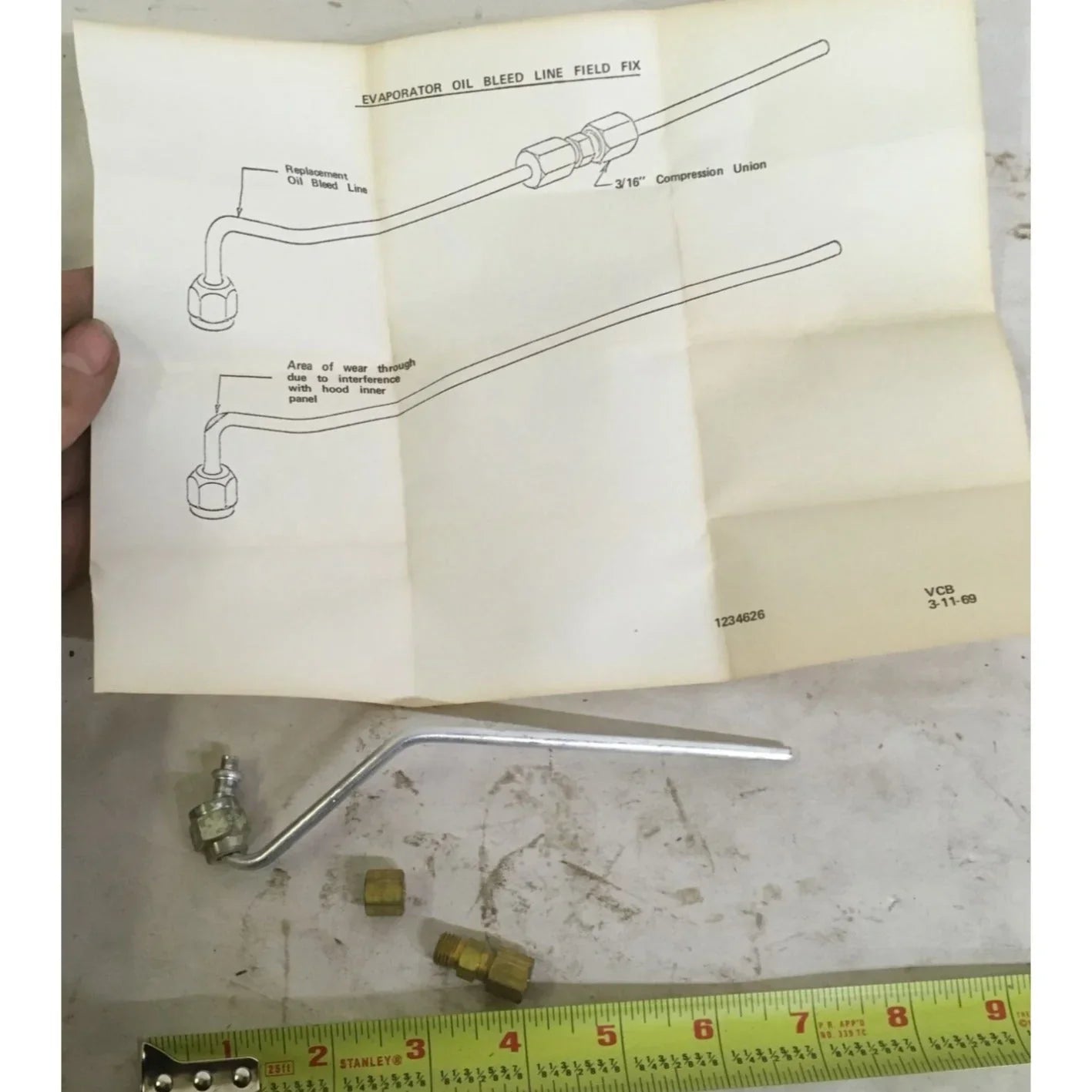 Genuine GM Part - No 1394736 - TUBE KIT - GR 9.220 - new in package - with parts shown and instruction sheet for bleeding line - General Motors A+ Stuff