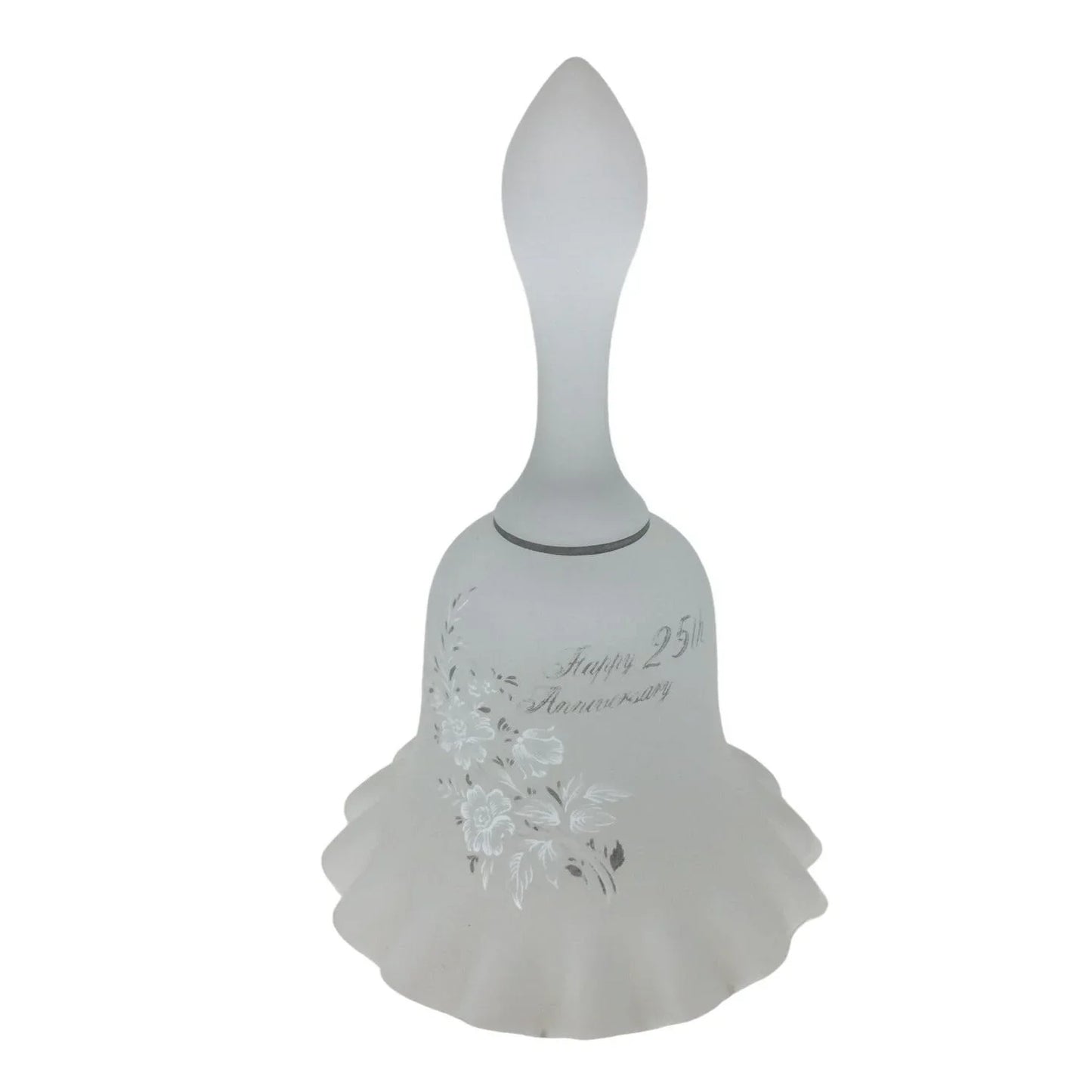 Happy 25th Anniversary Handbell with Flowers printed on front A+ Stuff A+ Stuff