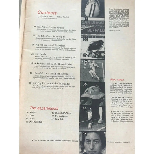 Sports Illustrated Magazine- January 3, 1966 The Bowls College Football Overview A+ Stuff