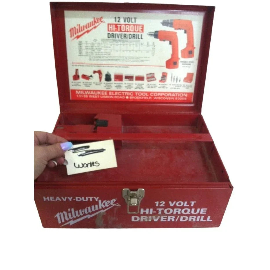 Milwaukee 12 Volt Hi-Torque Driver/Drill Set in Metal Case - case and battery and charger - Good working condition Milwaukee A+ Stuff Drills