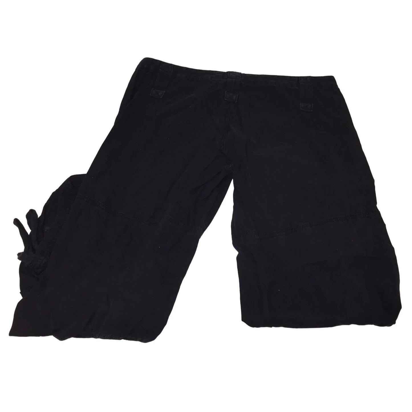 Vintage GUESS Black Cropped Jeans with Diagonal Zipper Pocket and ties on bottoms - Size 29 GUESS Jeansa A+ Stuff