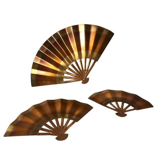 Set of (3) Copper Fans - Wall Hanging Decor with Beautiful Shading / Patina A+ Stuff A+ Stuff