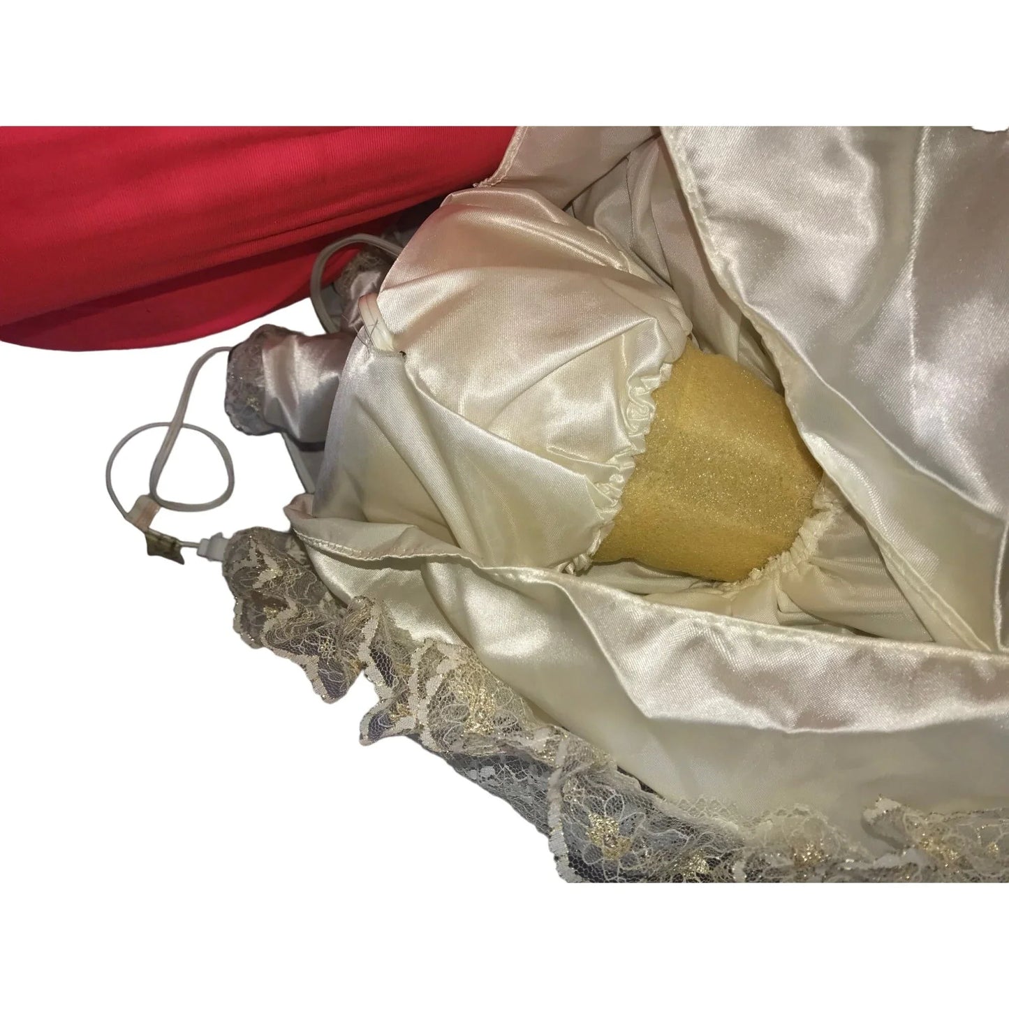 Animated Porcelain Doll - arms move in and out like leading music or clapping - very pretty face - ivory silk outfit w/ gold accents - A+ Stuff A+ Stuff