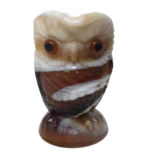 Imperial Glass Sculpted Owl Handled Shot Glass - Beautiful Swirl of Colors - GREAT FIND! Imperial Glass A+ Stuff