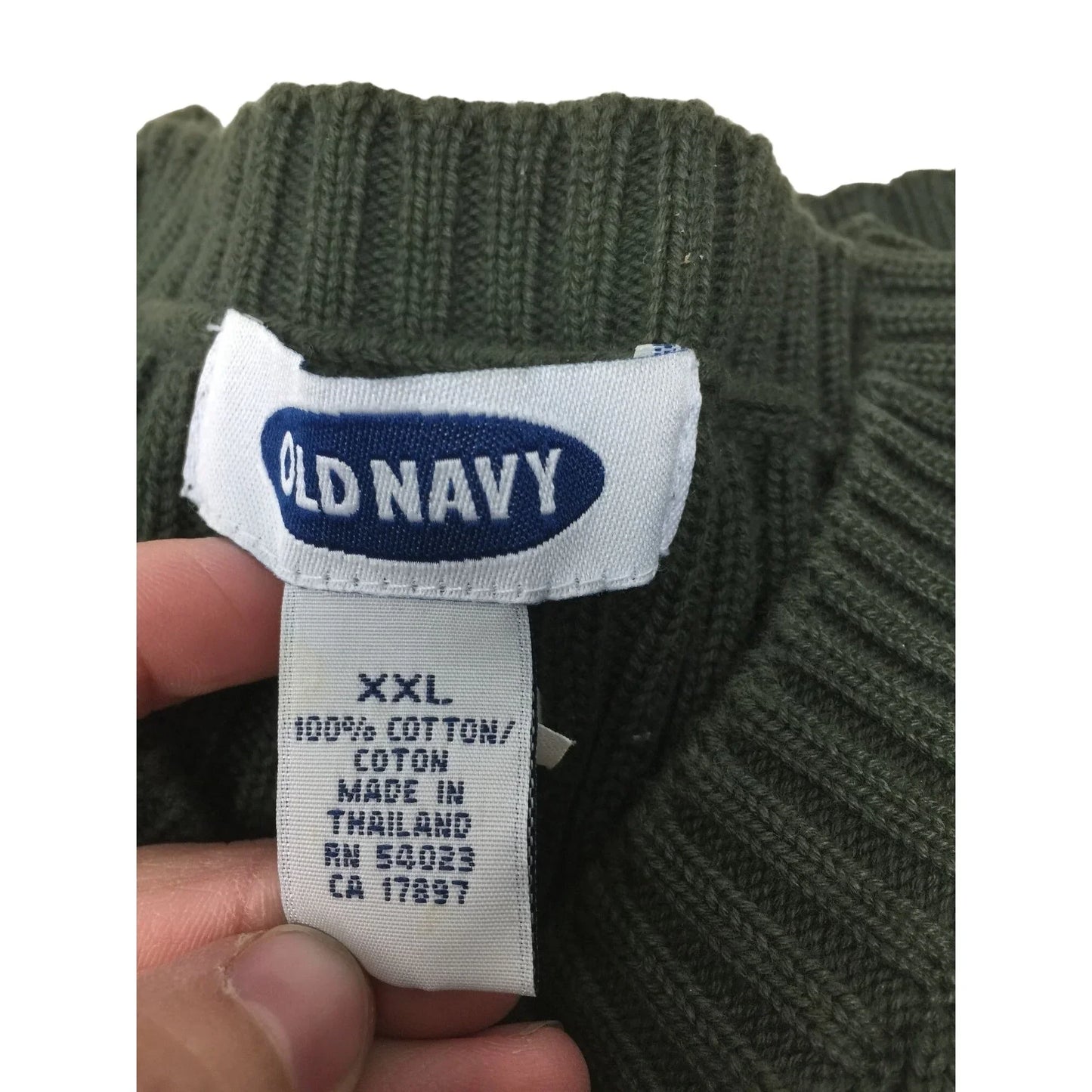 Old Navy Dark Green (Olive) Ribbed V Neck Sweater Mens size XXL - Boyfriend Sweater Old Navy A+ Stuff