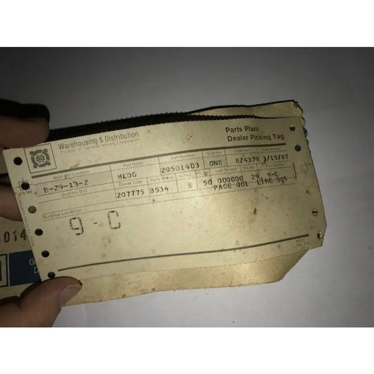 Genuine NOS GM vintage Auto Part no 20501403 - Molding GR 12.116 - Discontinued vintage General Motors replacement auto OEM Part GM A+ Stuff Molding