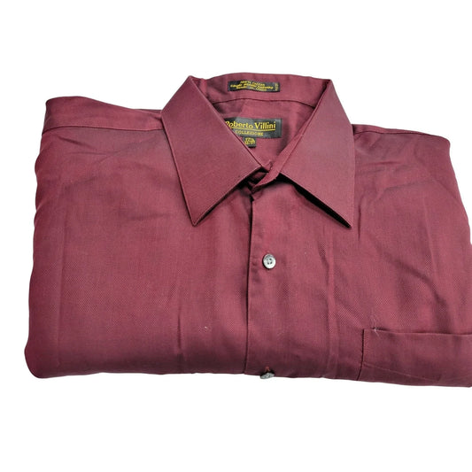 Roberto Villini Collezioirne Button Down Men's Dress Shirt - Dark Red / Maroon 17 1/2 x 36/37 Roberto Villini A+ Stuff