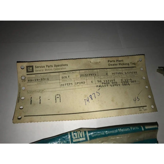 Genuine NOS GM vintage Auto Part no 20227973 - BOLT GR 14.875 - open package - Discontinued General Motors OEM Part/ free shipping ! GM A+ Stuff Tools