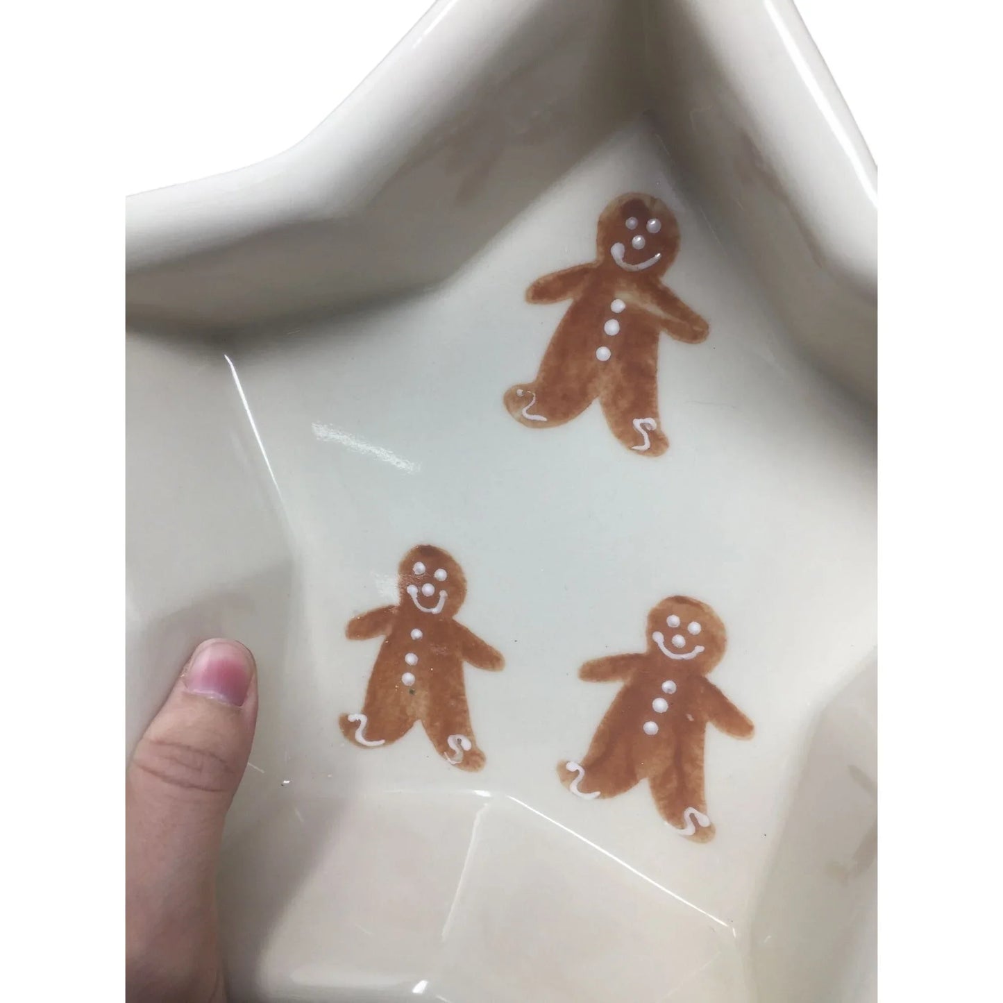Cute Festive Star-Shaped Holiday Baking Dish - GIngerbread men on Inside - Holly and Berries on outside - Hartstone A+ Stuff