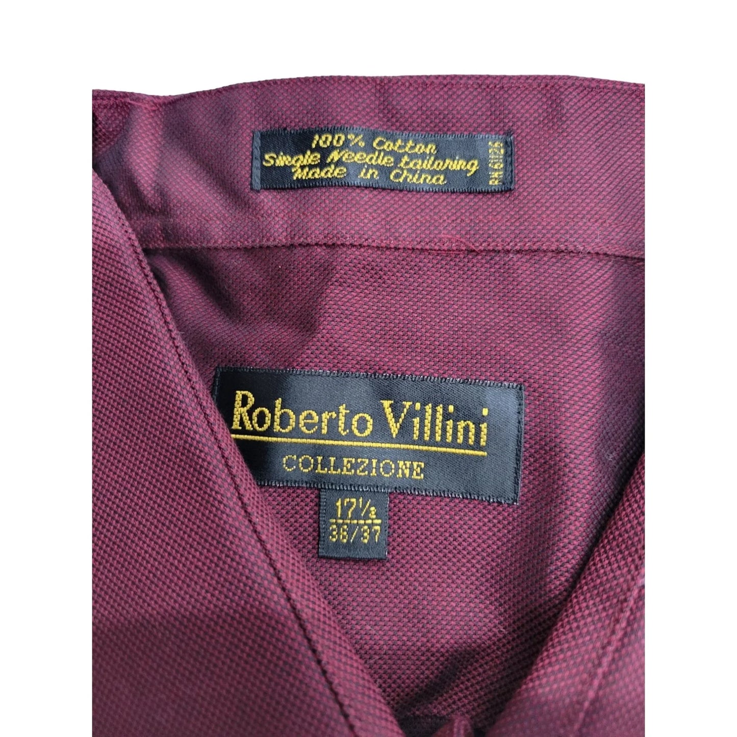 Roberto Villini Collezioirne Button Down Men's Dress Shirt - Dark Red / Maroon 17 1/2 x 36/37 Roberto Villini A+ Stuff