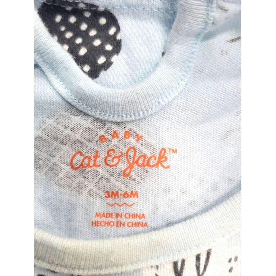Cat and Jack 3 mos - infant baby Blue and white rabbit long sleeve creeper with ruffle cat & jack A+ Stuff Shirts & Tops