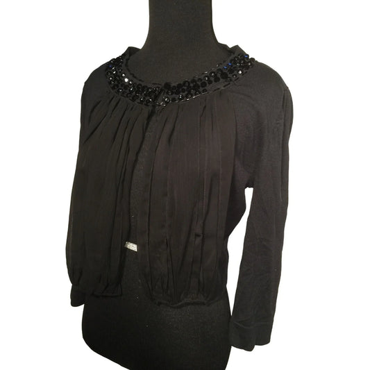 Charlotte Russe Black Sweater with Decorated Collar and Roushing Charlotte Russe A+ Stuff
