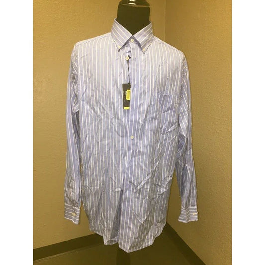 ROUNDTREE and YORKE Mens XLT Blue with WHite stripes button down dress shirt - Tags still attached roundtree and yorke A+ Stuff Shirts & Tops
